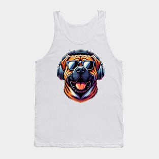 Tosa Smiling DJ in Bold Japanese Artwork Style Tank Top